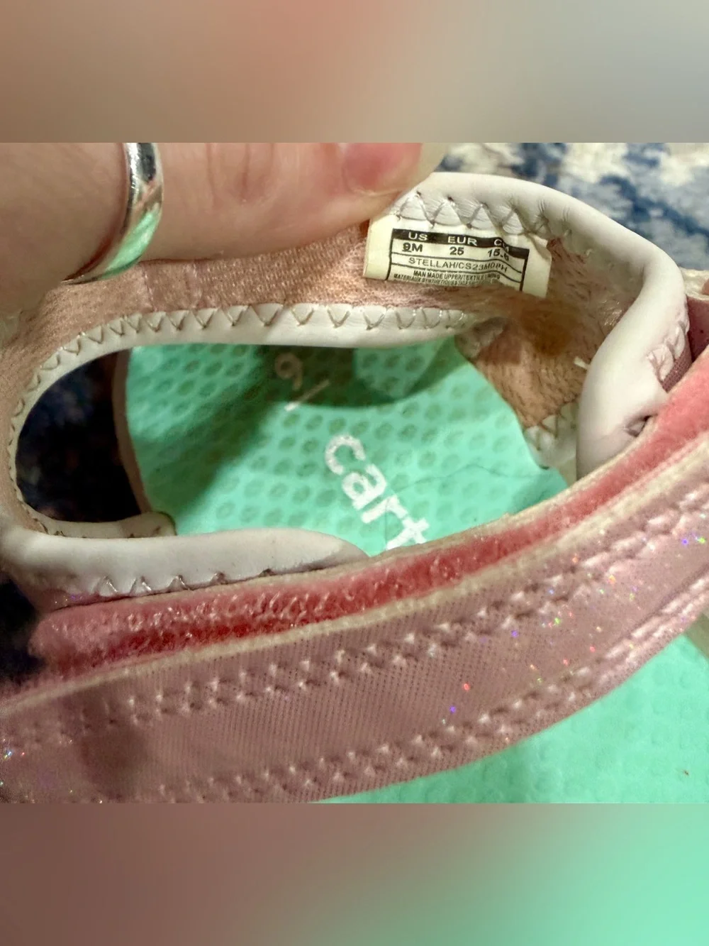 Carter's Pink Sandals with Rainbow & Smiley Charms